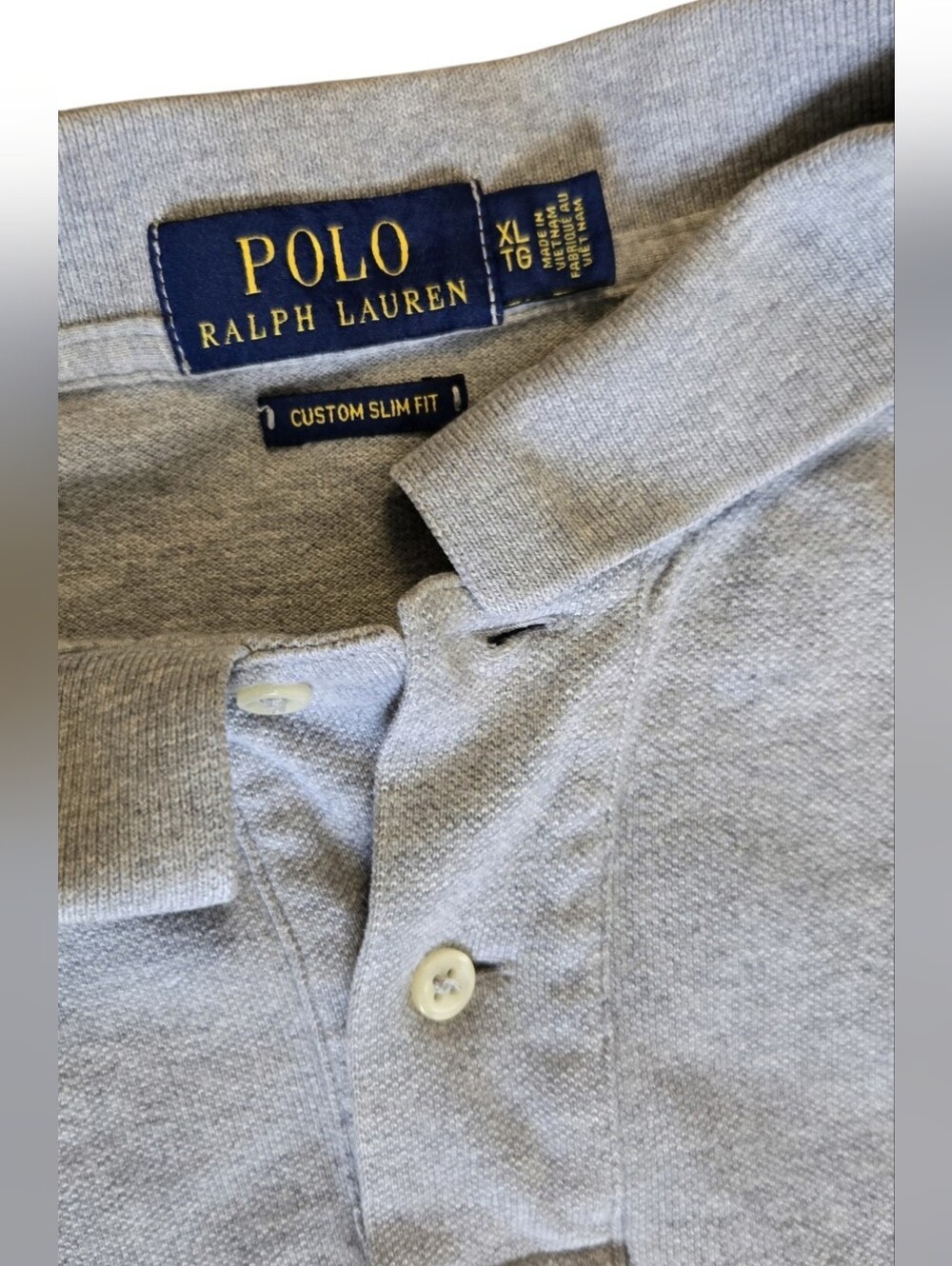 Polo Ralph Lauren XL Grey Big Pony Custom Slim Fit Polo Shirt #148 - Picture 6 of 9